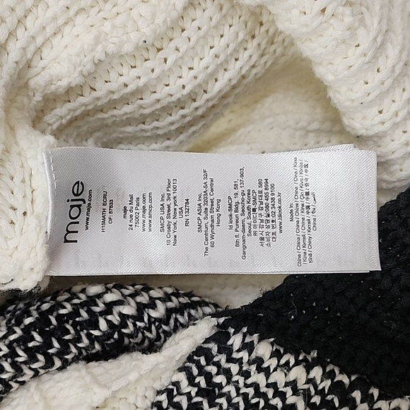 Maje Paris Patchwork Cape/ Cocoon/ Poncho Black/ Off White Size M-L - Picture 10 of 16